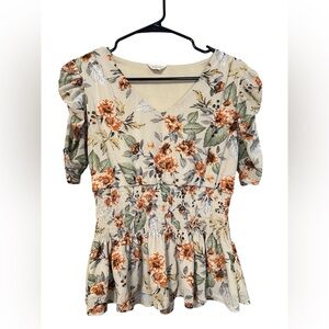EMBER Floral Fashion Top Blouse Lined Thick Stretchy Soft Material and Waistband
